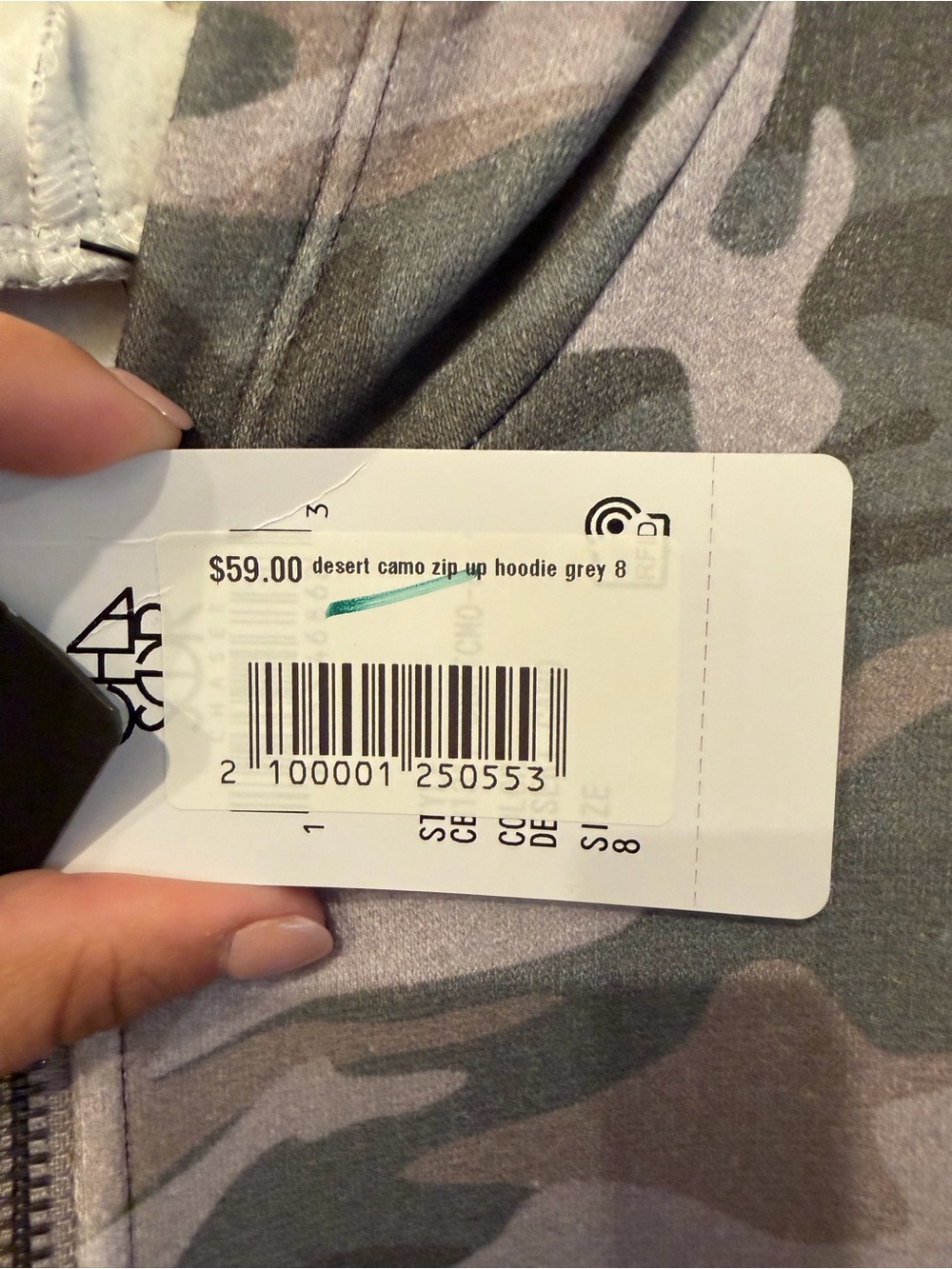NWT Chaser Desert Camo Zip Hoodie - Picture 3 of 9